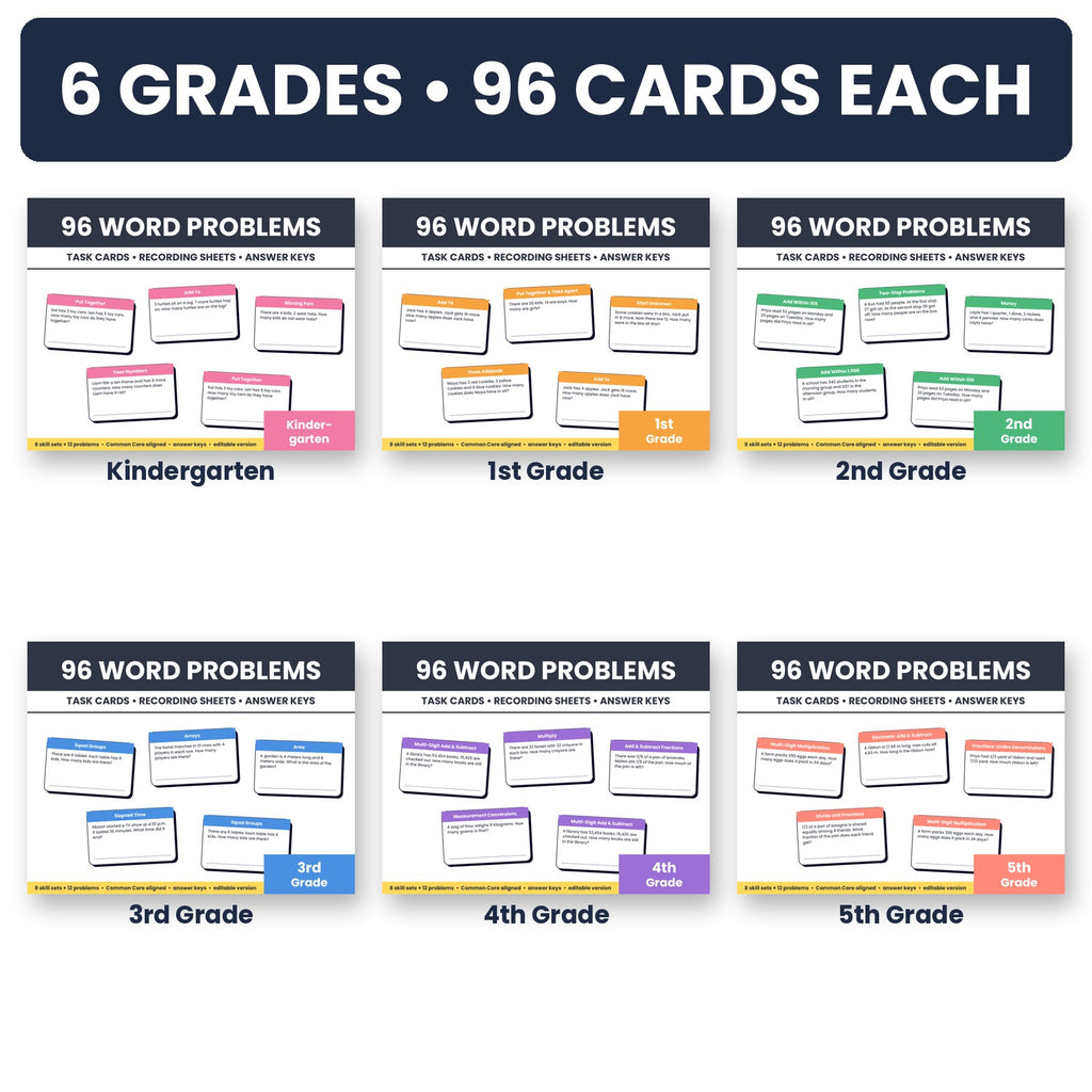 Word problem task cards inside