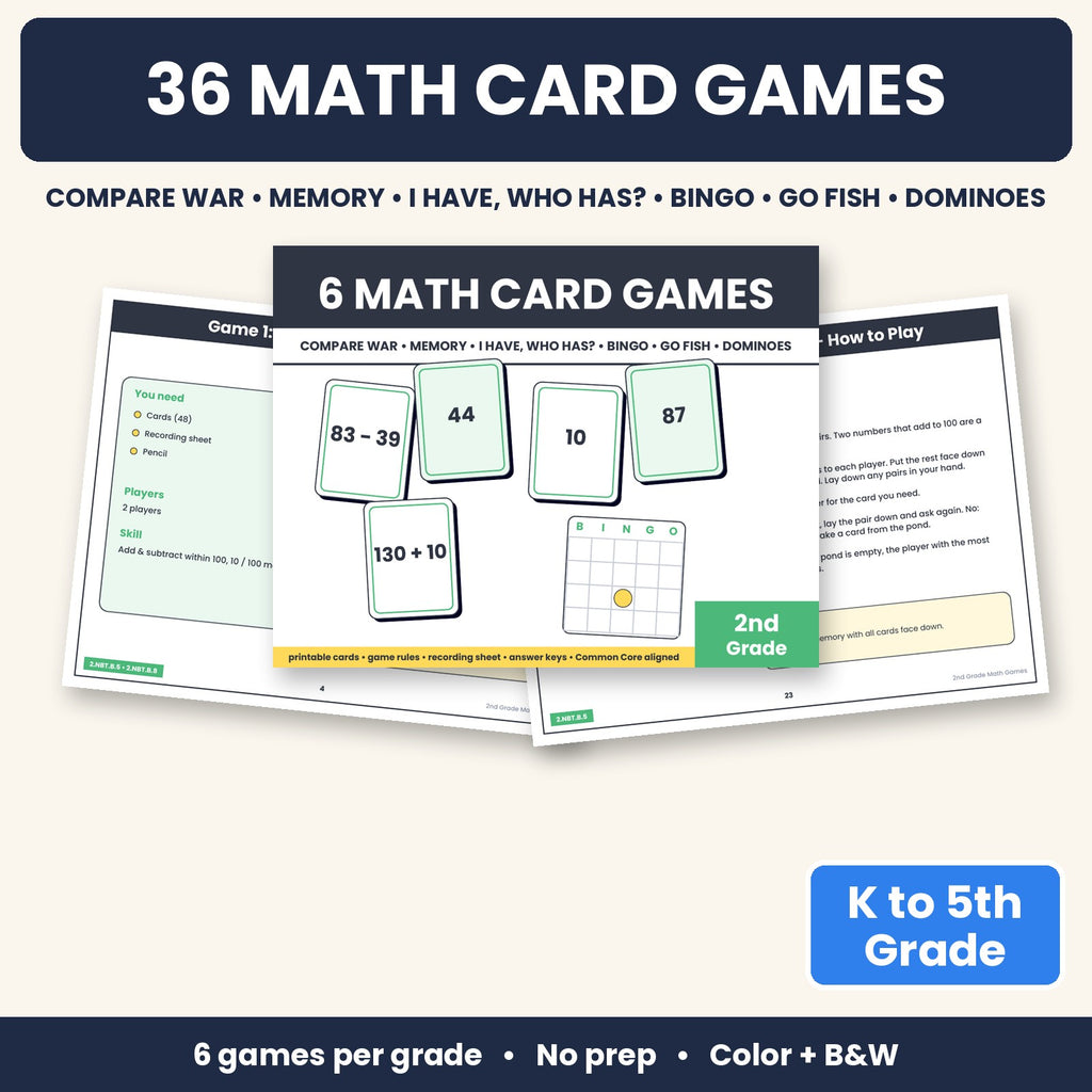 Math card games K-5