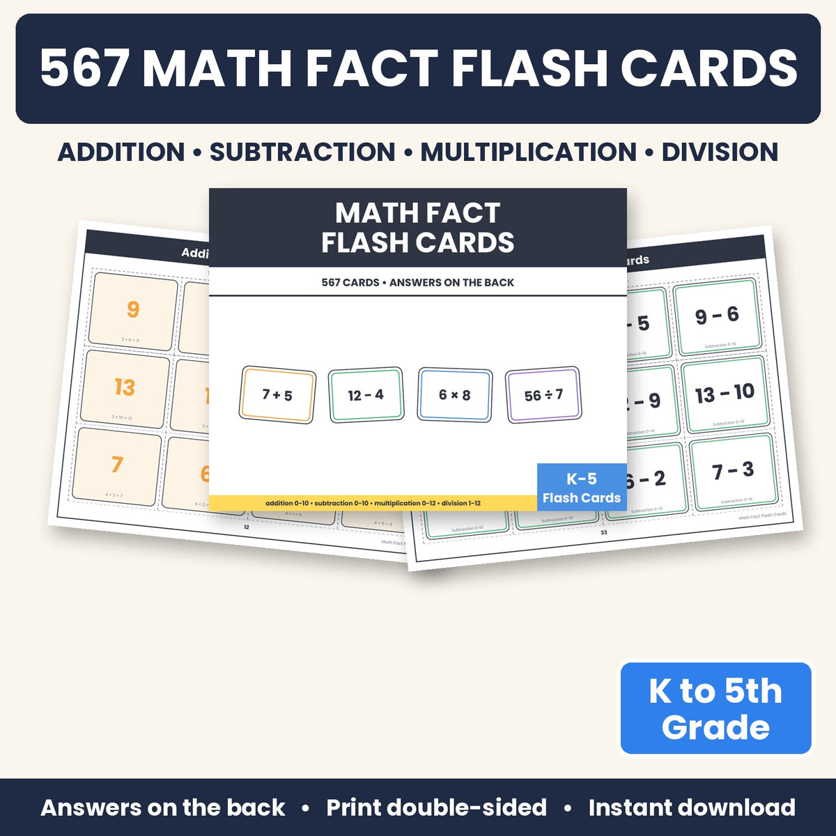 Math flash cards