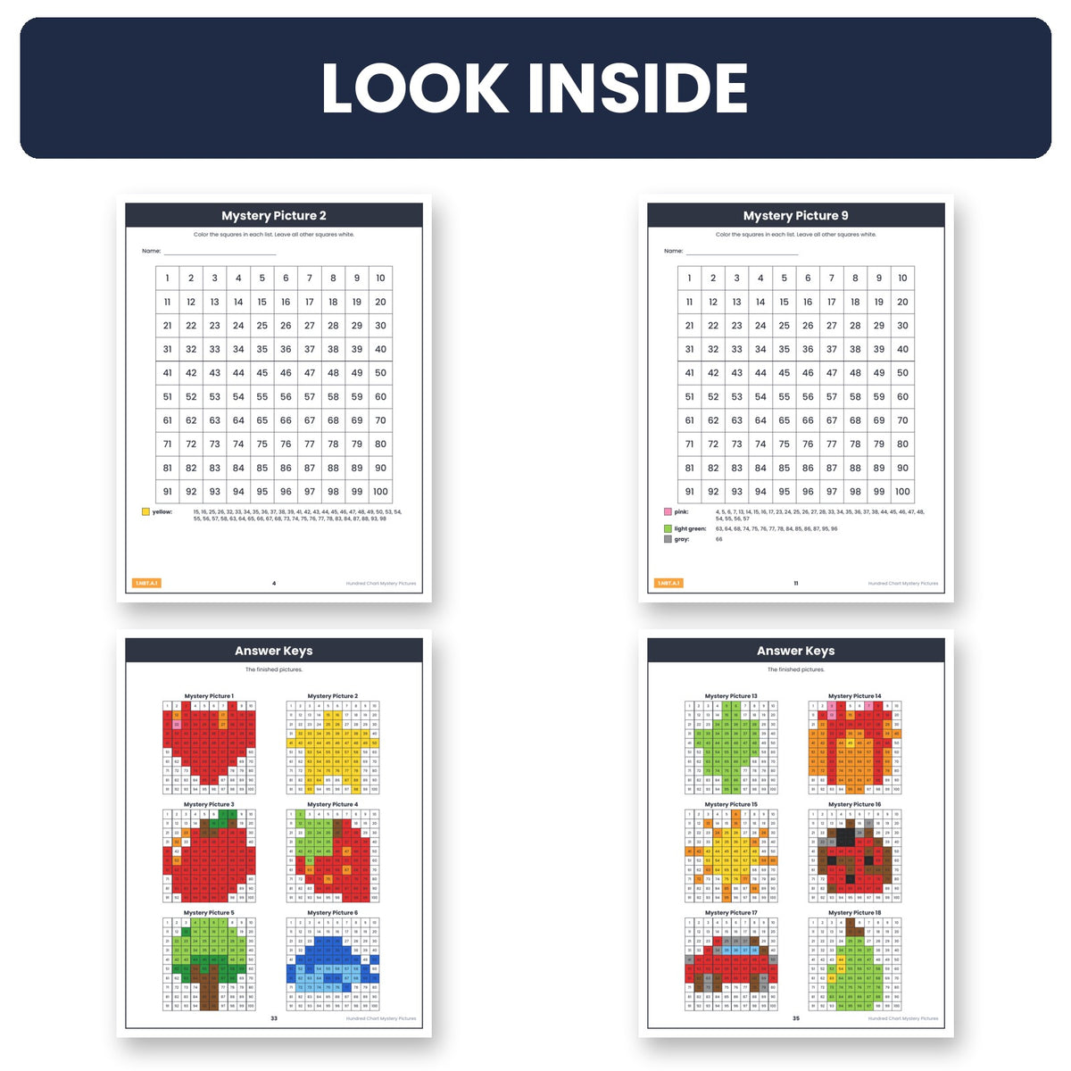 Hundred chart activities inside