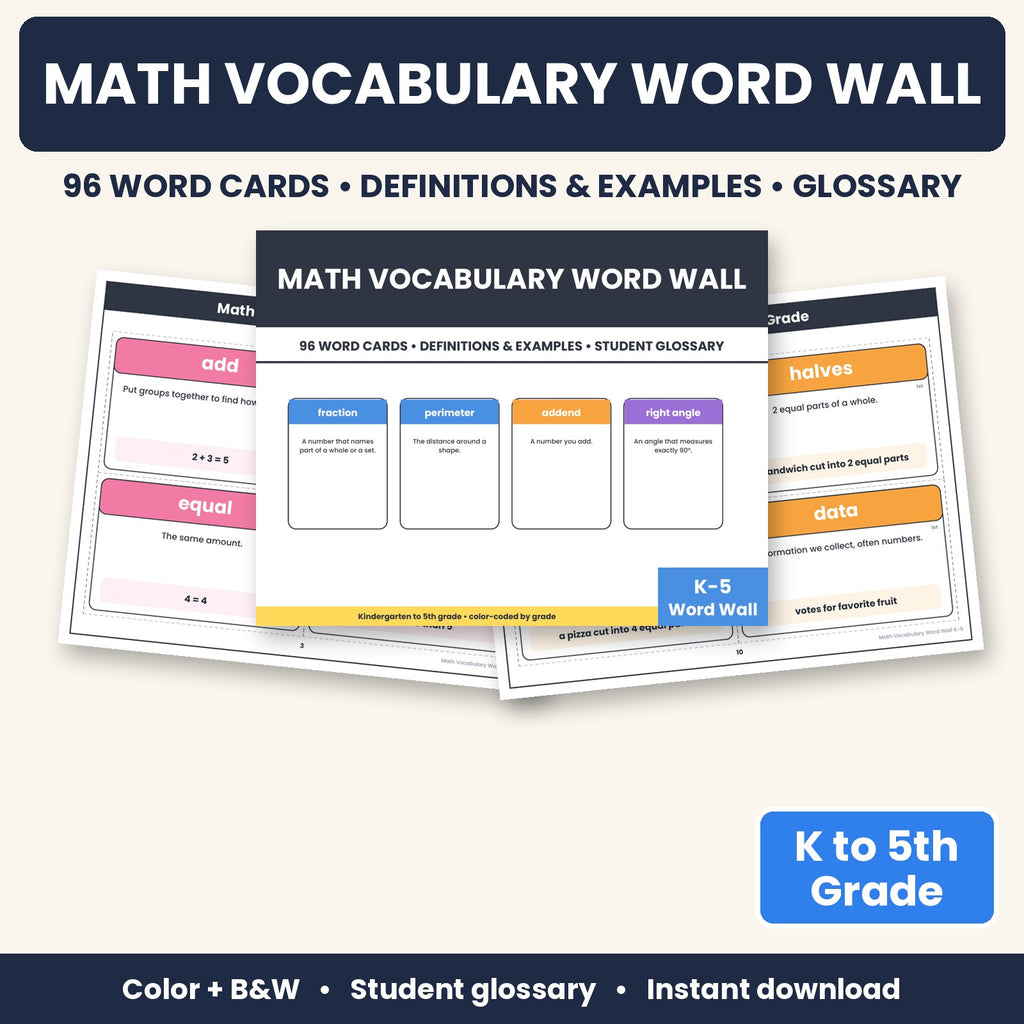 Math vocabulary cards