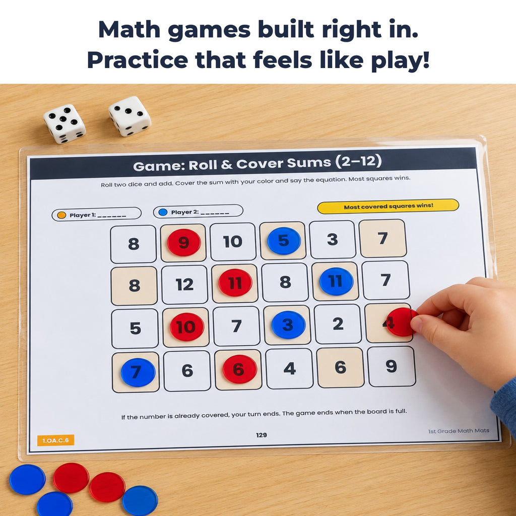 Roll and cover math mat